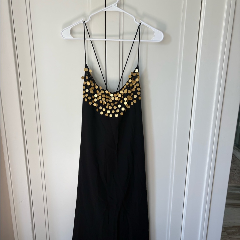 Ixiah Black Dress with Gold Details
